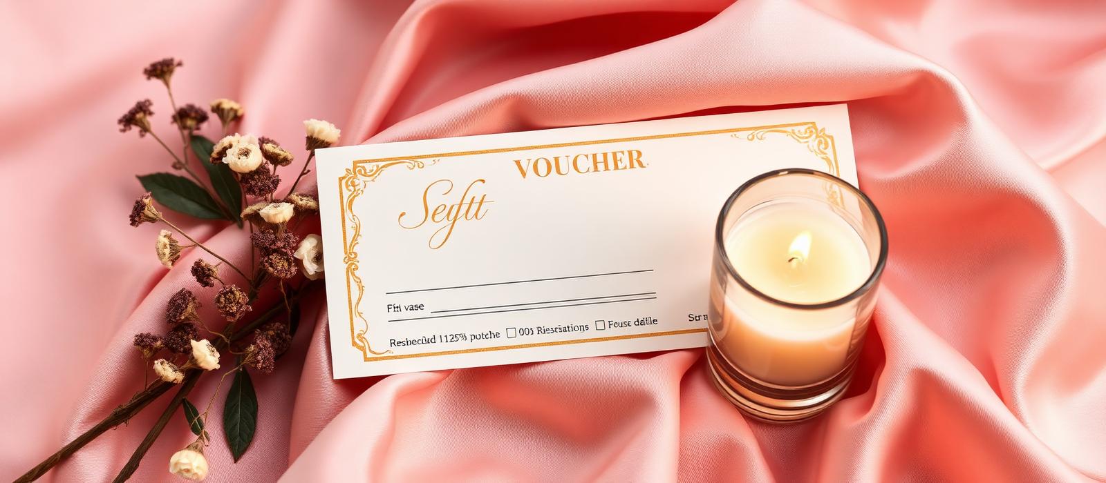 Gutschein auf rosa Seide